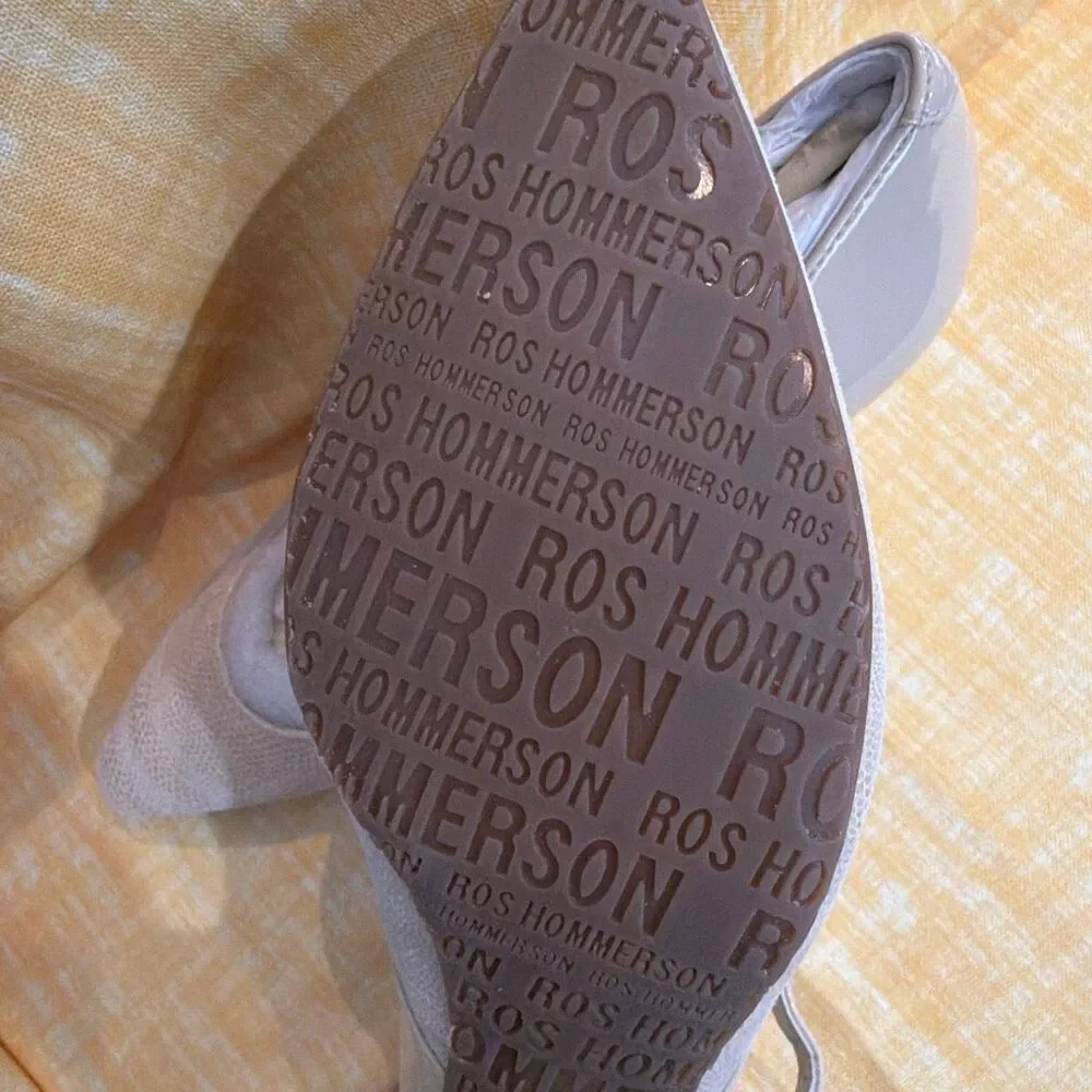 Ros Hommerson Kiki Heels Cream Sz 10 Lizard Leather New